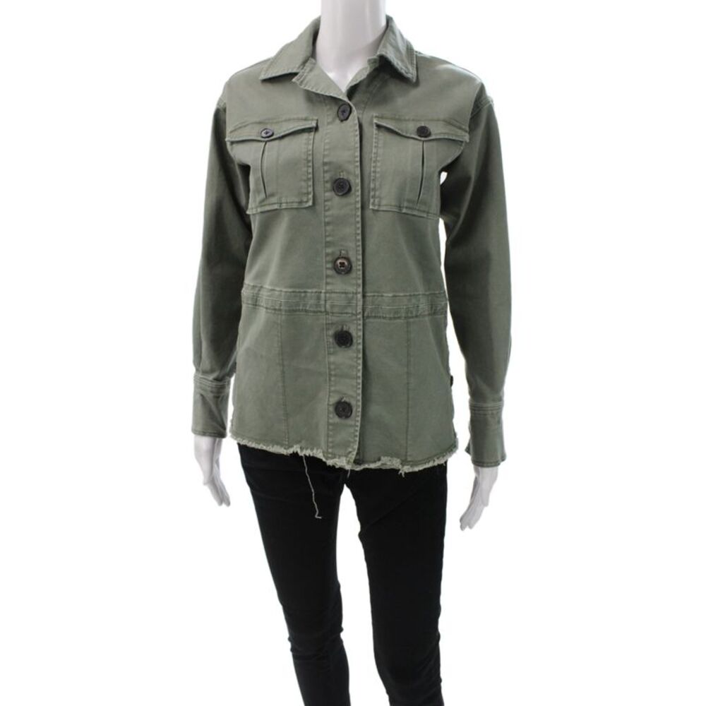 Derek Lam Womens Military Jacket Green Long Sleeve Size 00